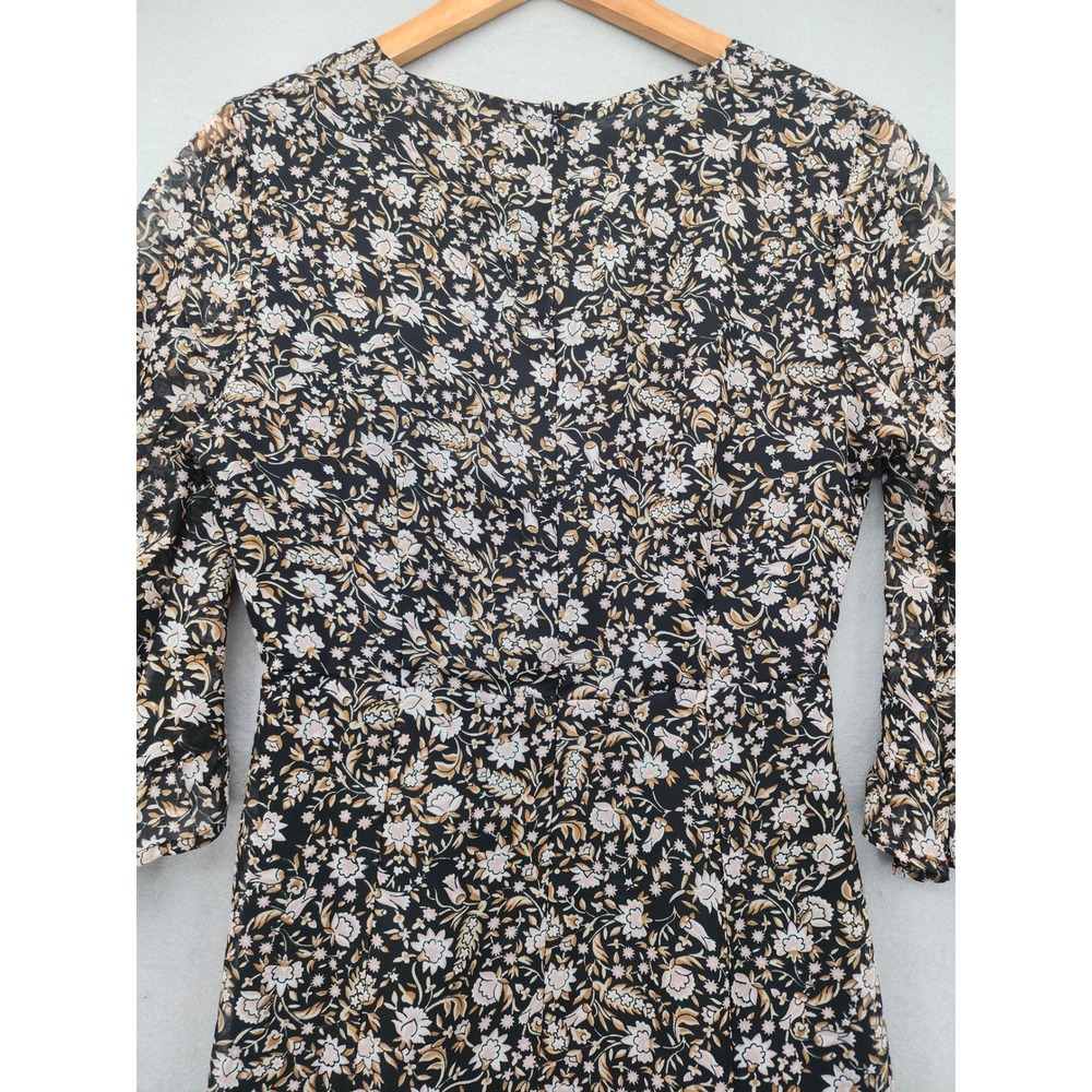 Amuse Society Floral Maxi Dress M Black Bell Sleeve Tie Front Boho AD03JBES NEW - Picture 9 of 15